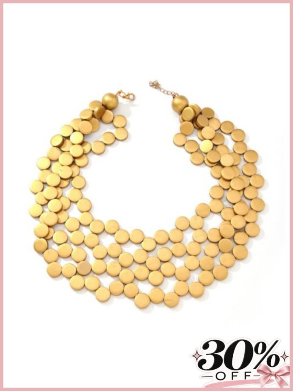 Geometric Disc Tassel Necklace Wood Multi-Layered Boho Statement Jewelry